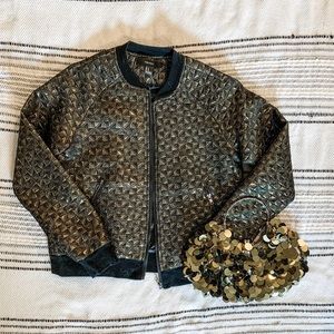 Forever 21 Gold & Black Quilted Bomber Jacket